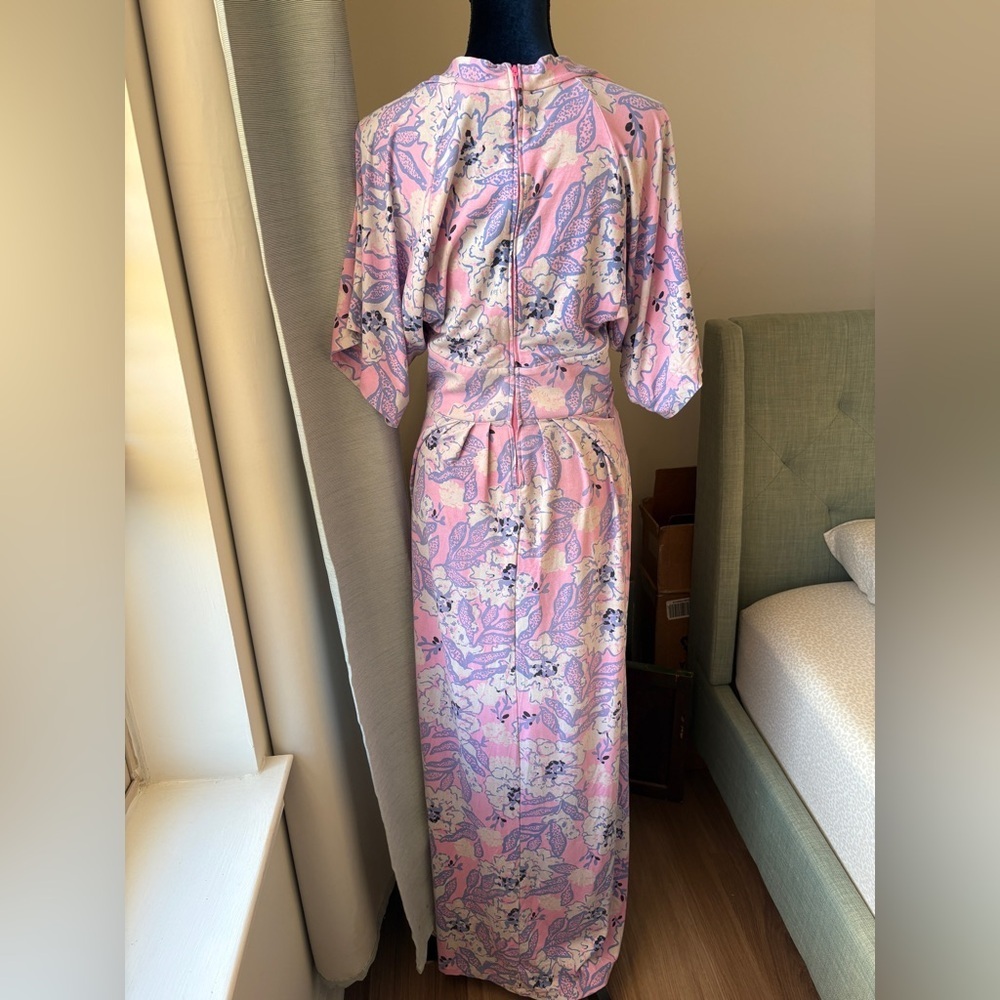 Lilly Pulitzer sz 10 Wisteria kimono Sleeve V-Neck Maxi Dress Floral Stretch - Picture 4 of 10